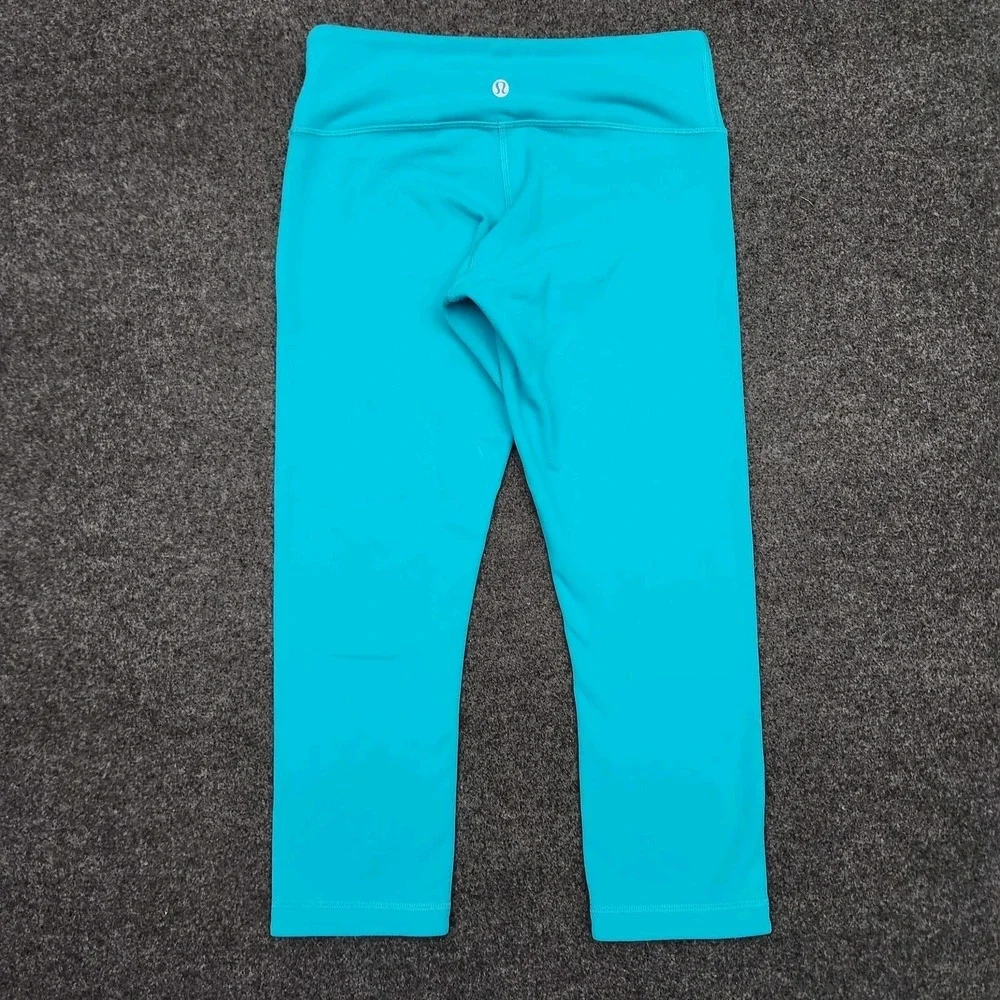 Lululemon Leggings Womens 6 Blue Reversible Cropped Yoga Athletic Running Lounge - Picture 2 of 6